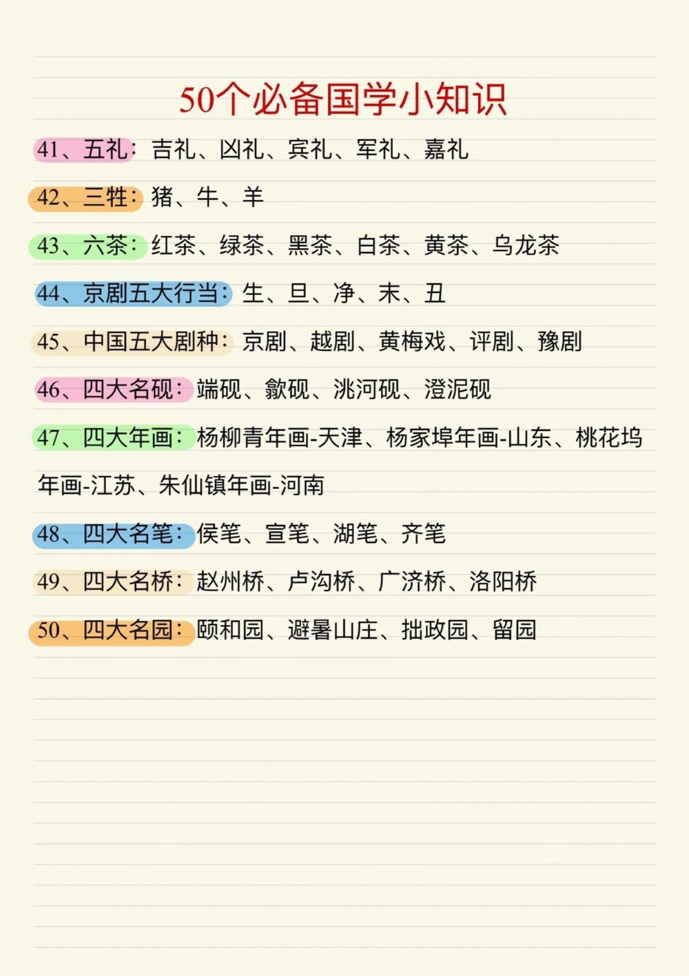 50个必备国学启蒙小知识_中小学精品资料(高清可打印)_古文化大全集628份高清资料整理版