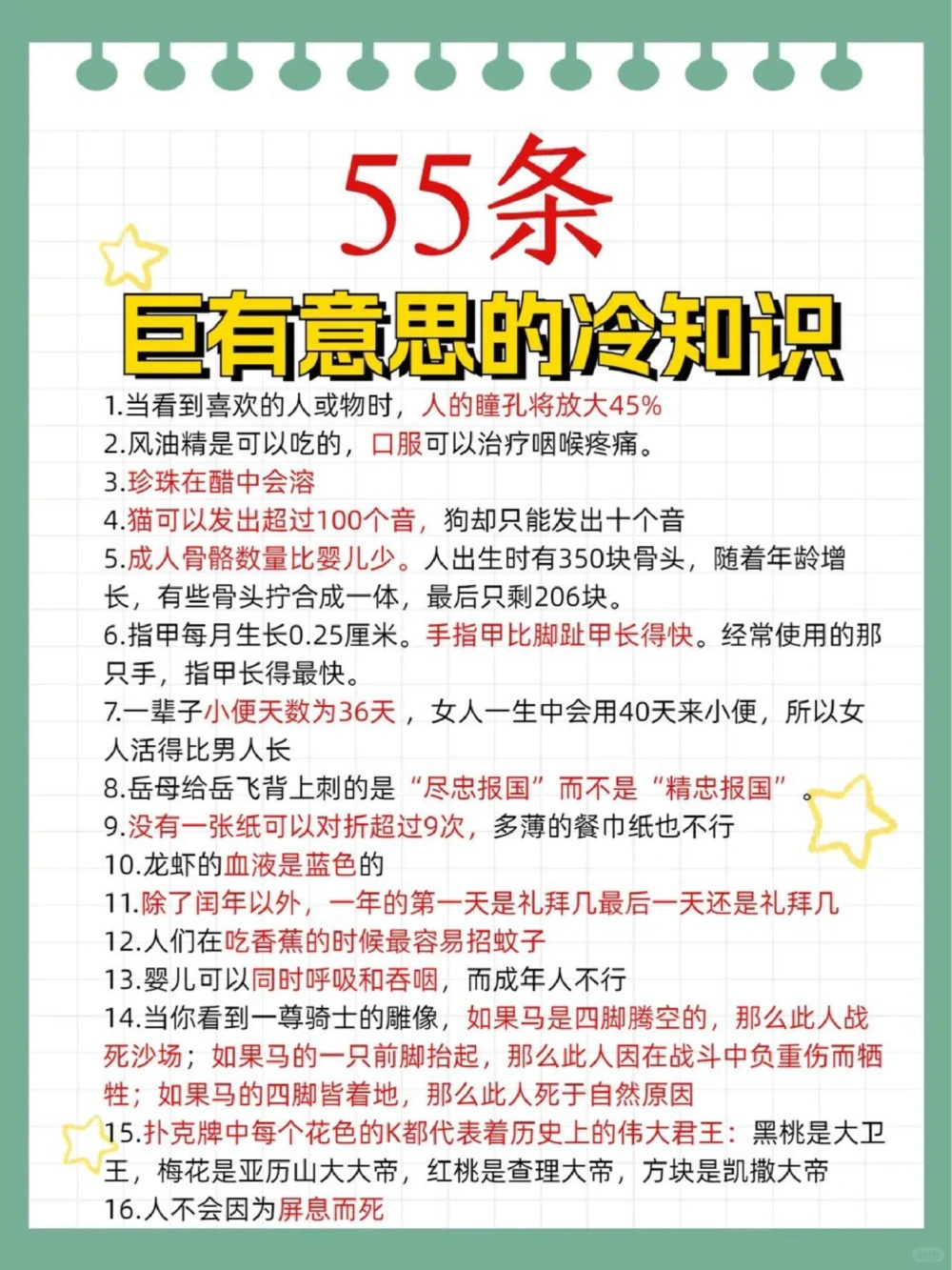 55条巨有意思的冷知识学习生活都有用_中小学精品资料(高清可打印)_百科知识大全集312份高清资料整理版