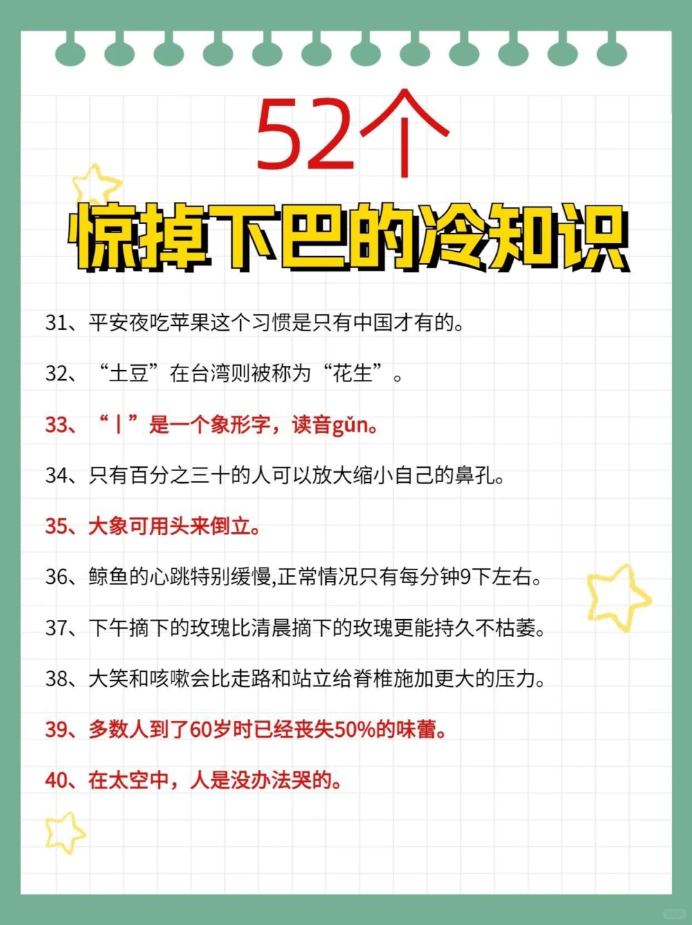 52个惊掉下巴的冷知识生活学习都有用_中小学精品资料(高清可打印)_百科知识大全集312份高清资料整理版
