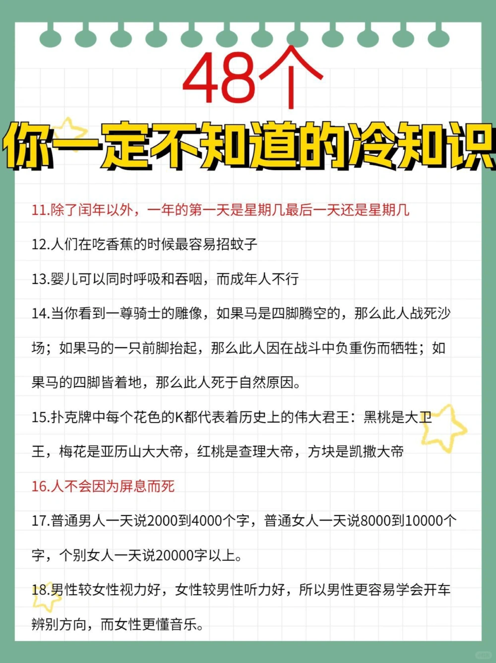 48个你一定不知道的冷知识学习生活有益_中小学精品资料(高清可打印)_百科知识大全集312份高清资料整理版