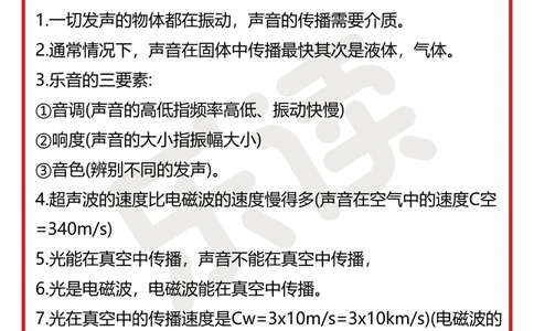 100个初中物理知识点速收藏_中小学精品资料(高清可打印)_初中大全集高清资料整理版