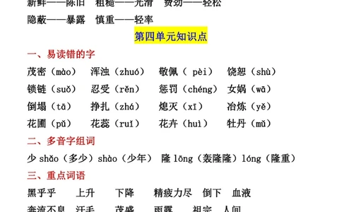 4年级语文重点知识梳理_2025抖音最火小学全科全年级资料大全集超完整版_小学语文VIP资源禁止外传