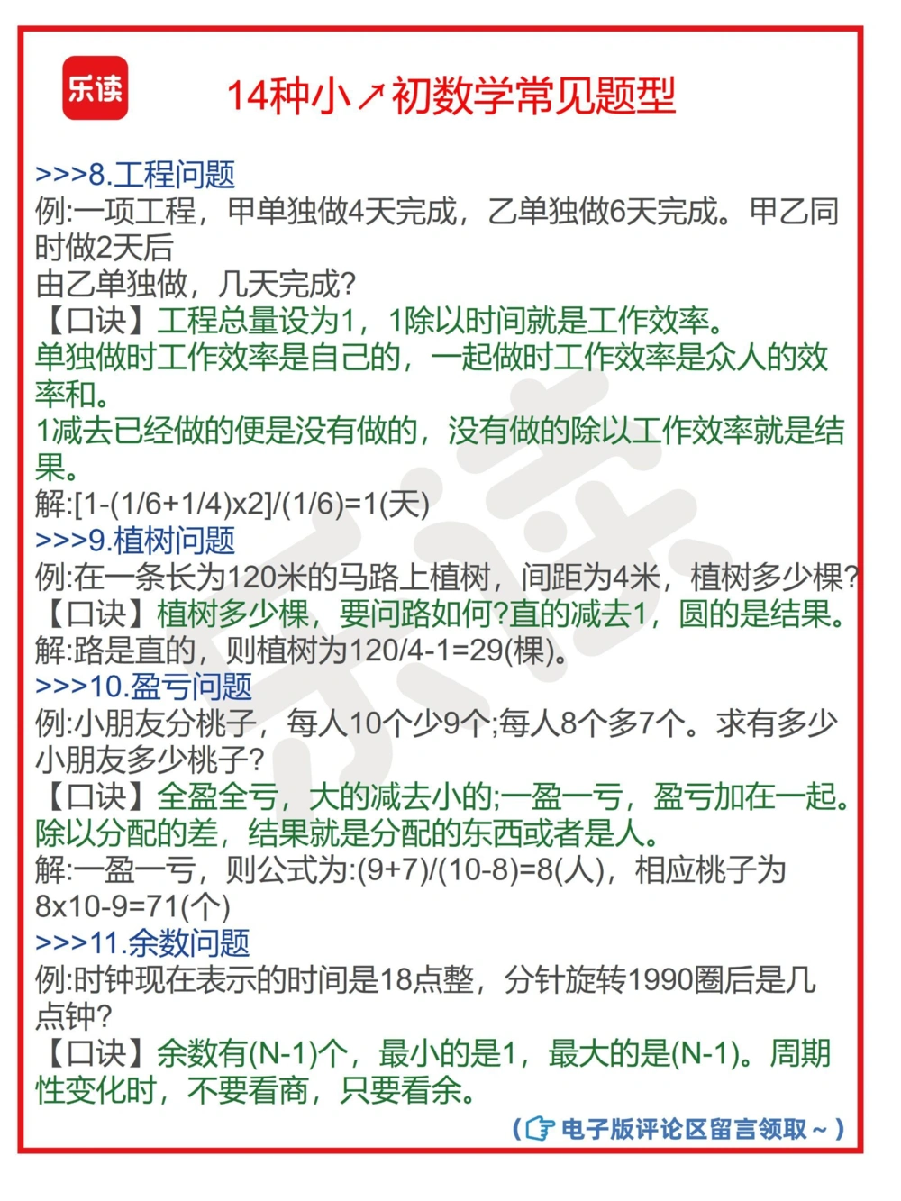 14种小↗️初数学常见题型快码住_中小学精品资料(高清可打印)_初中大全集高清资料整理版