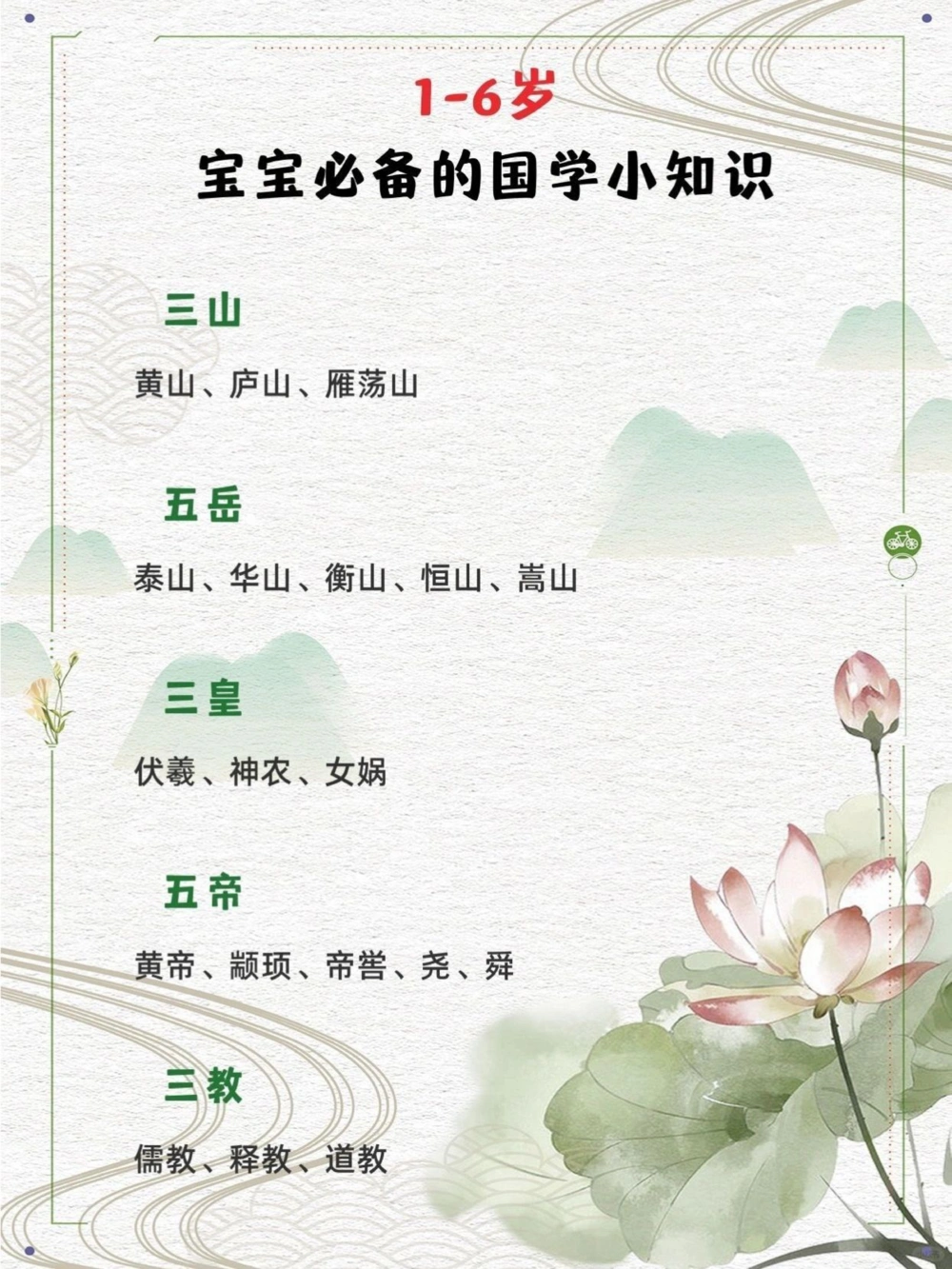 1-6岁宝宝必备的国学小知识_中小学精品资料(高清可打印)_古文化大全集628份高清资料整理版