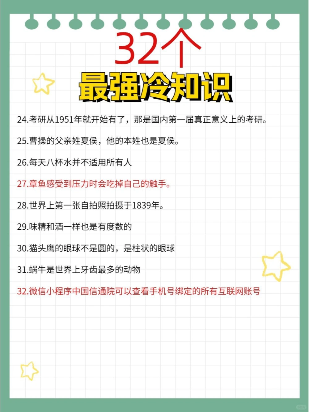 32个最强冷知识生活学习都有益_中小学精品资料(高清可打印)_百科知识大全集312份高清资料整理版