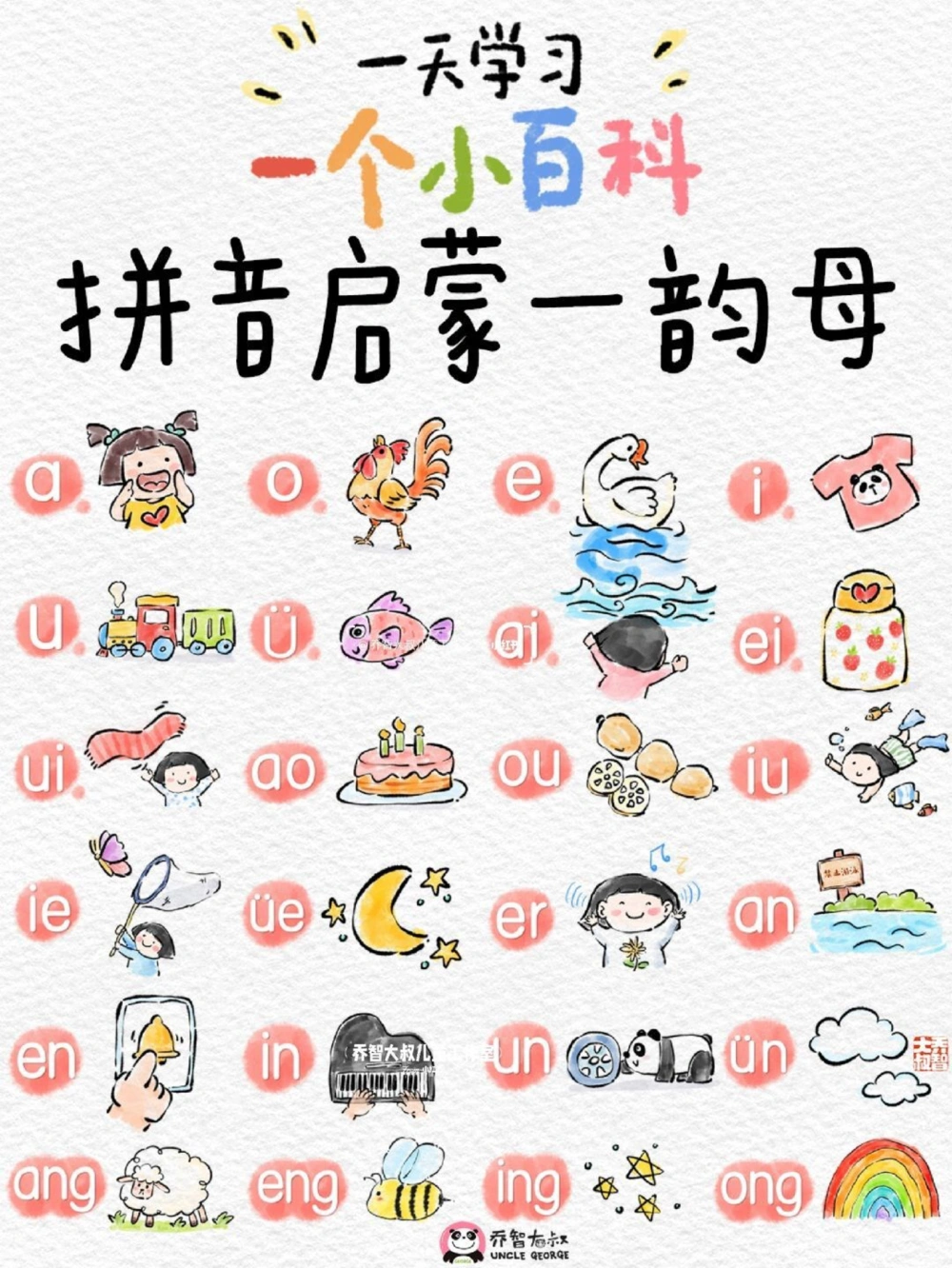 一天一个小百科&mdash;&mdash;拼音启蒙之24个韵母_中小学精品资料(高清可打印)_百科知识大全集312份高清资料整理版