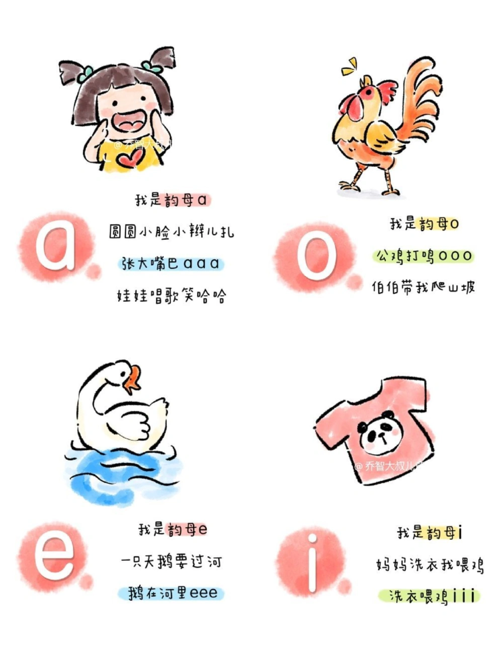 一天一个小百科&mdash;&mdash;拼音启蒙之24个韵母_中小学精品资料(高清可打印)_百科知识大全集312份高清资料整理版