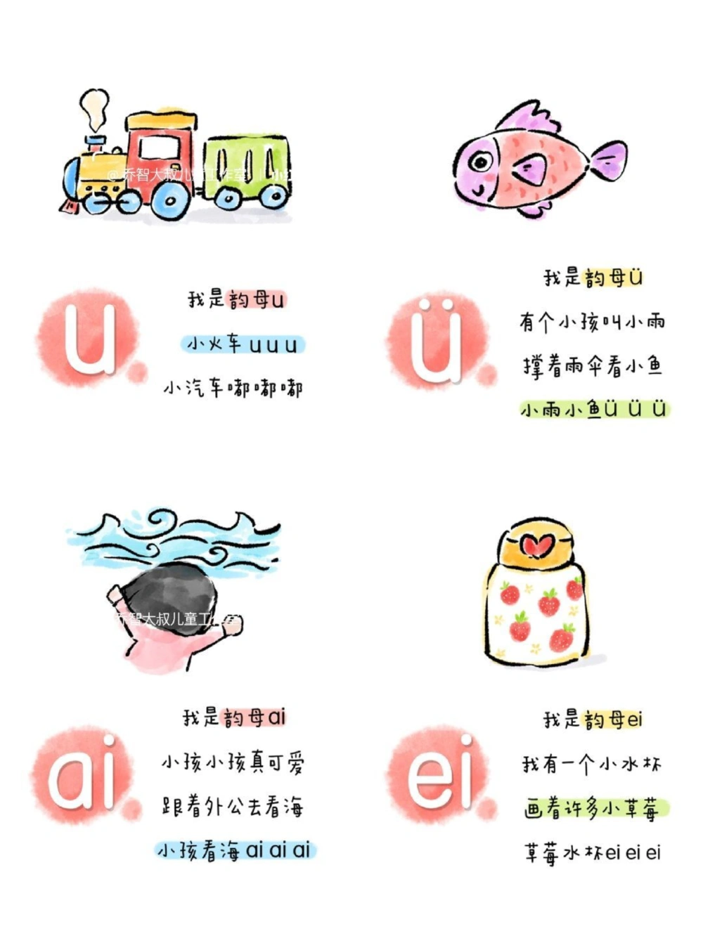 一天一个小百科&mdash;&mdash;拼音启蒙之24个韵母_中小学精品资料(高清可打印)_百科知识大全集312份高清资料整理版