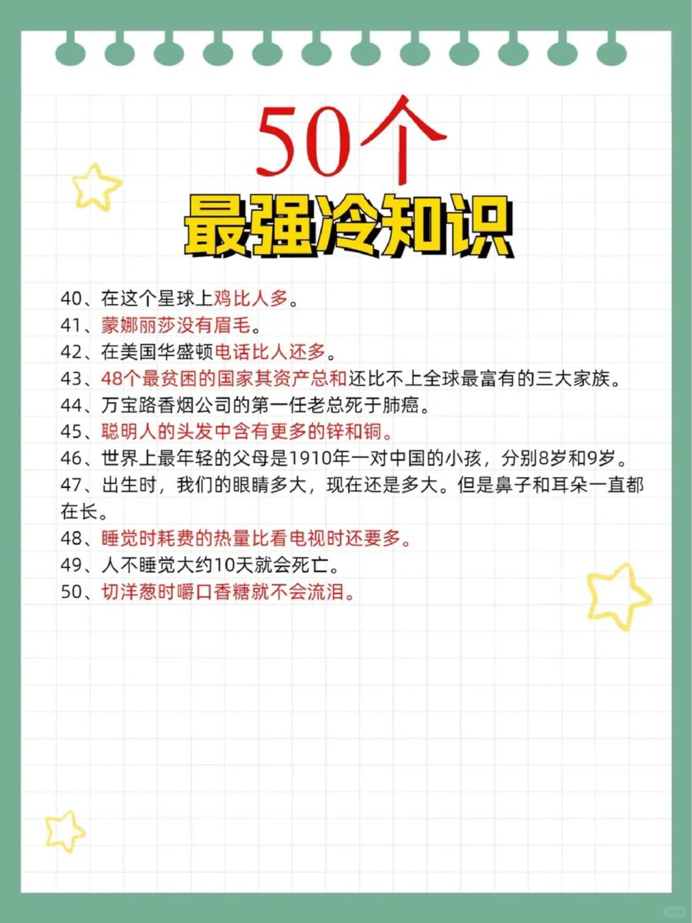 50个惊掉下巴的冷知识对生活学习都有用_中小学精品资料(高清可打印)_百科知识大全集312份高清资料整理版