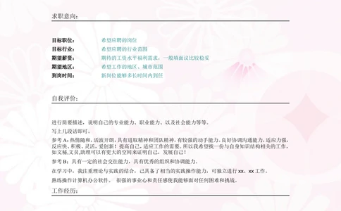 005.素雅粉色_表格式_适用于应届生_2页式_无内容_无封面_26考研复试_复试真题、简历模板、补充资料（旧版资料）_考研经典面试系列（复试技巧调剂指导口语指导自我介绍导师模板）