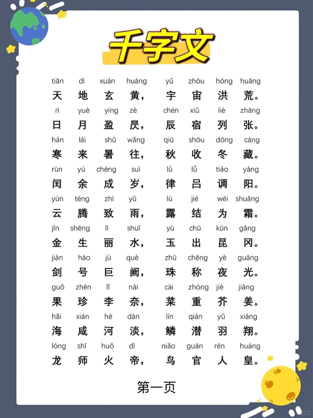 《千字文》完整版国学启蒙读物_中小学精品资料(高清可打印)_古文化大全集628份高清资料整理版