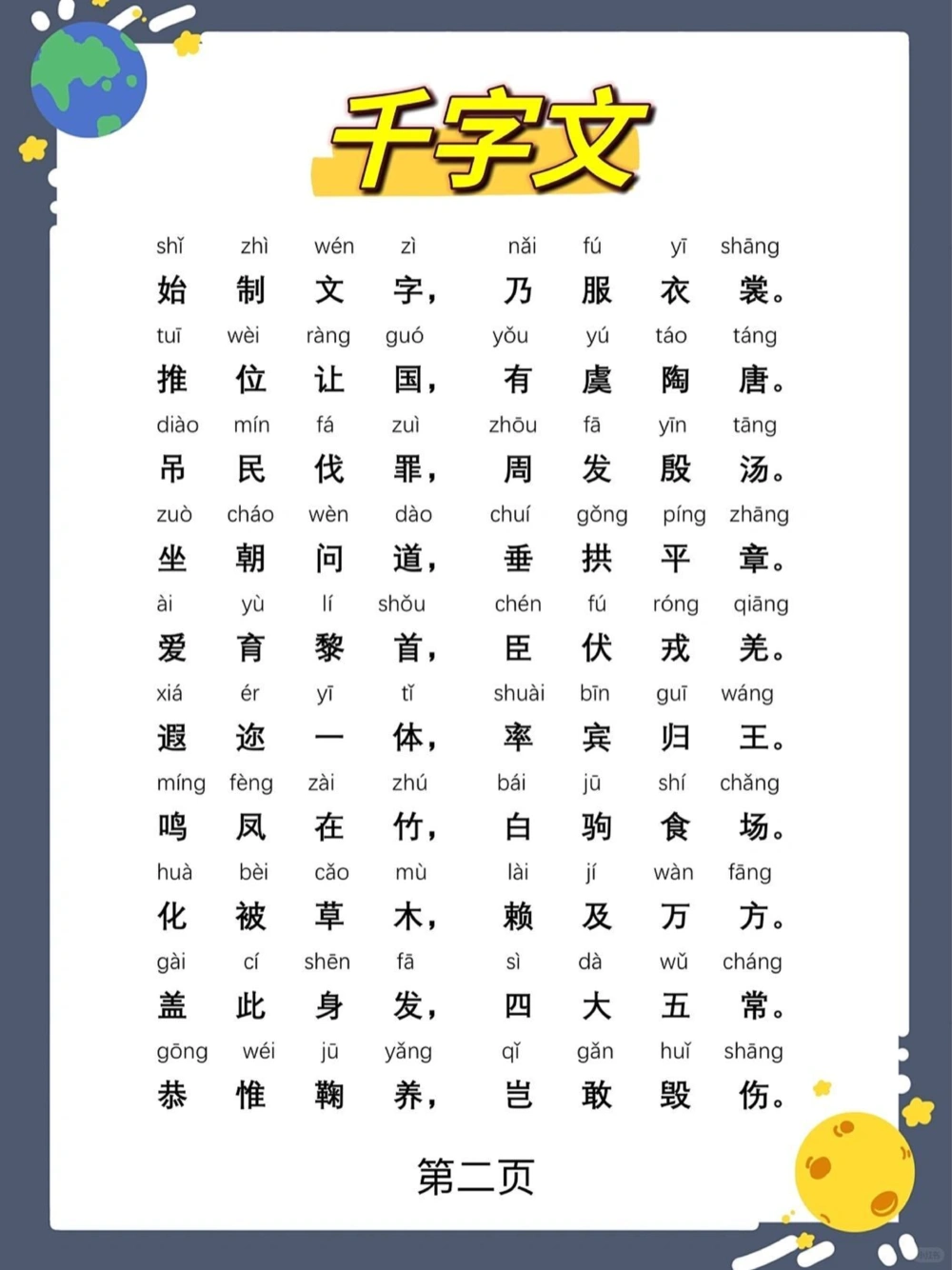 《千字文》完整版国学启蒙读物_中小学精品资料(高清可打印)_古文化大全集628份高清资料整理版