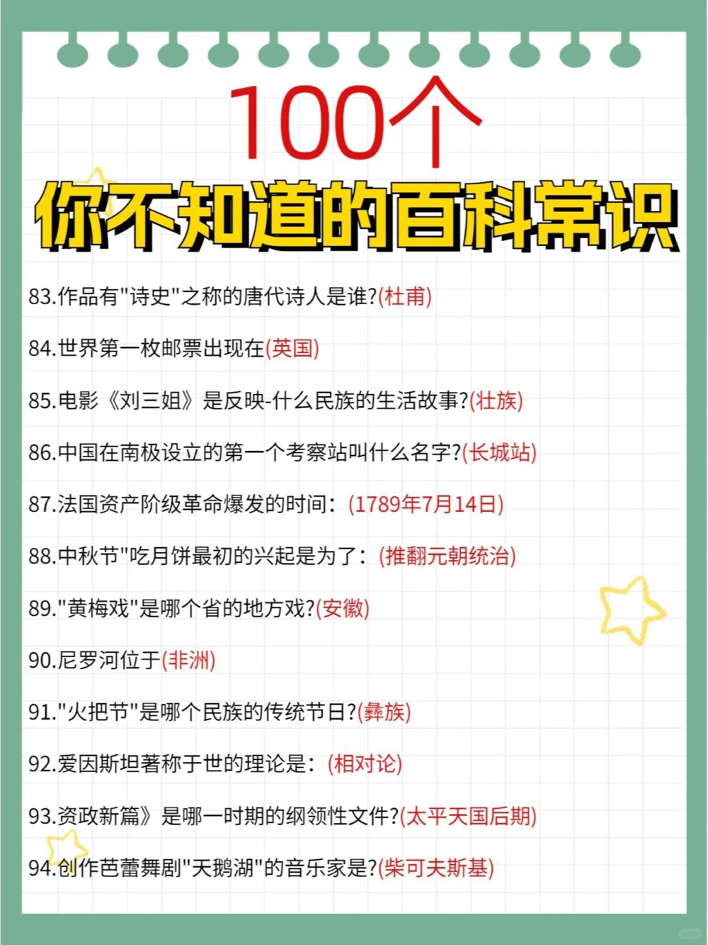 100个你不知道的百科常识生活学习有益_中小学精品资料(高清可打印)_常识知识大全集140份高清资料整理版