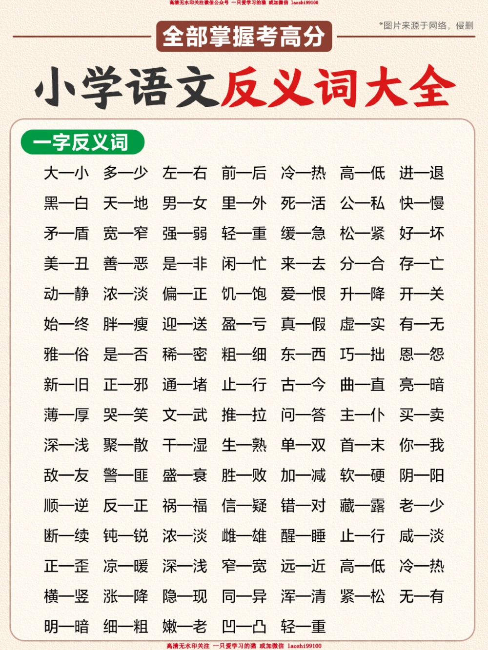 -小学语文-反义词全汇总-_2025抖音最火小学全科全年级资料大全集超完整版_小学语文VIP资源禁止外传