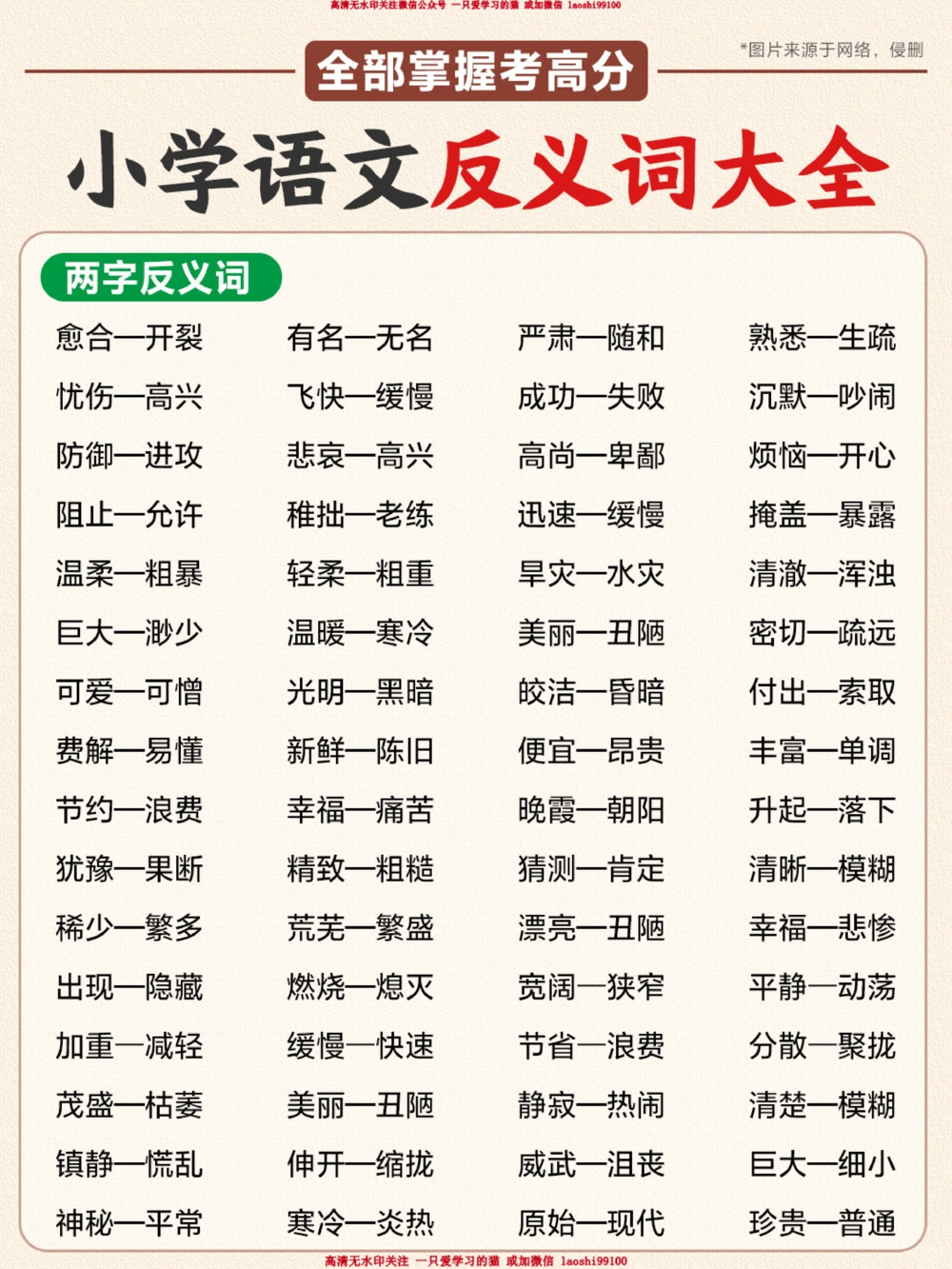 -小学语文-反义词全汇总-_2025抖音最火小学全科全年级资料大全集超完整版_小学语文VIP资源禁止外传