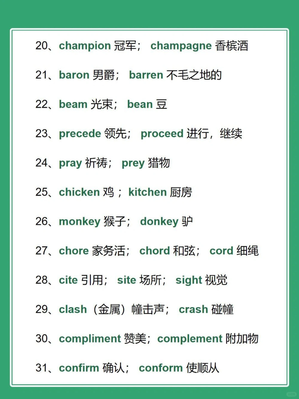 88个易混淆的英语单词，一定要分清！_中小学精品资料(高清可打印)_初中大全集高清资料整理版