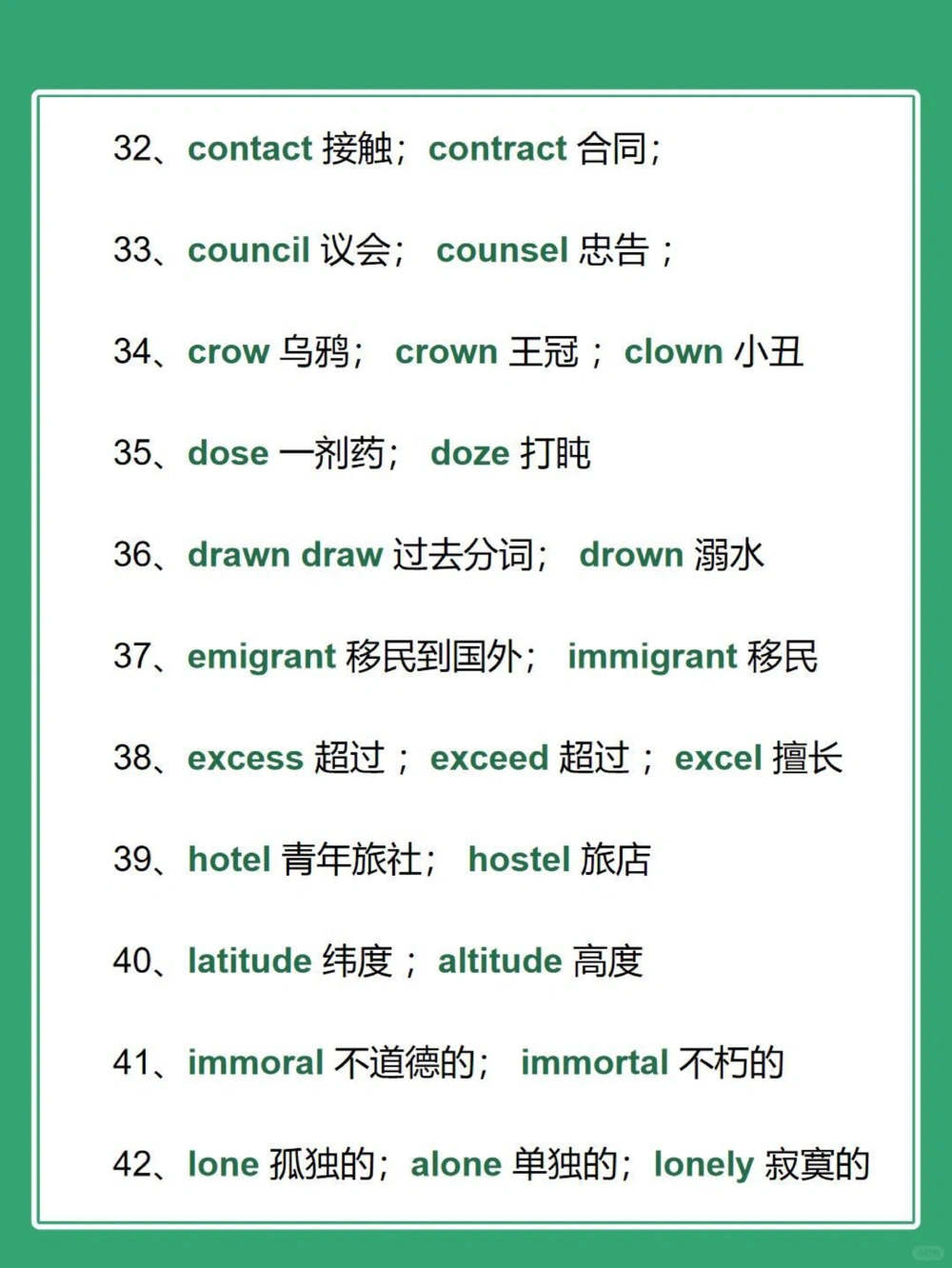 88个易混淆的英语单词，一定要分清！_中小学精品资料(高清可打印)_初中大全集高清资料整理版