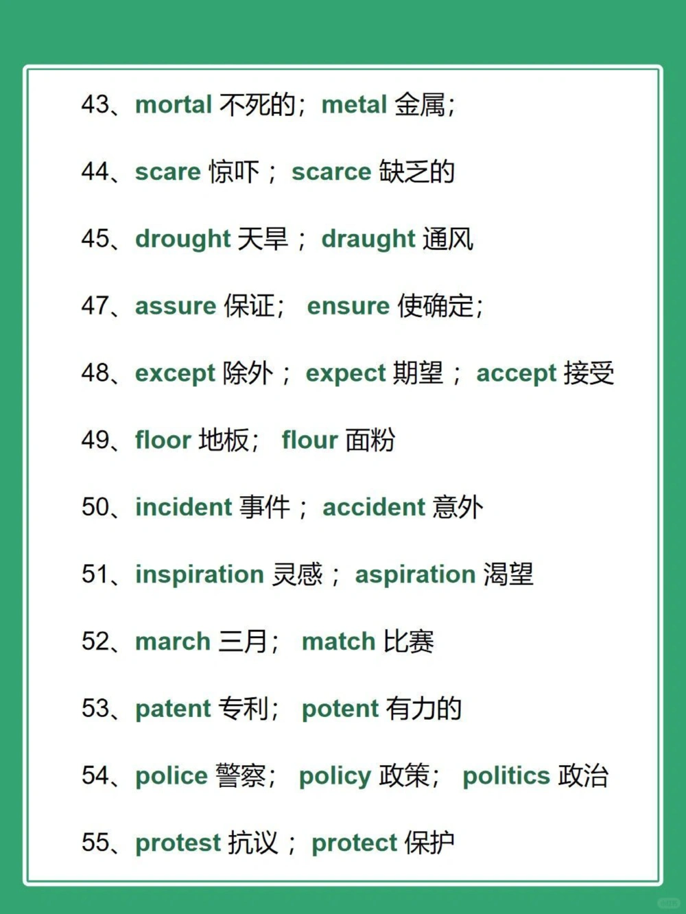 88个易混淆的英语单词，一定要分清！_中小学精品资料(高清可打印)_初中大全集高清资料整理版