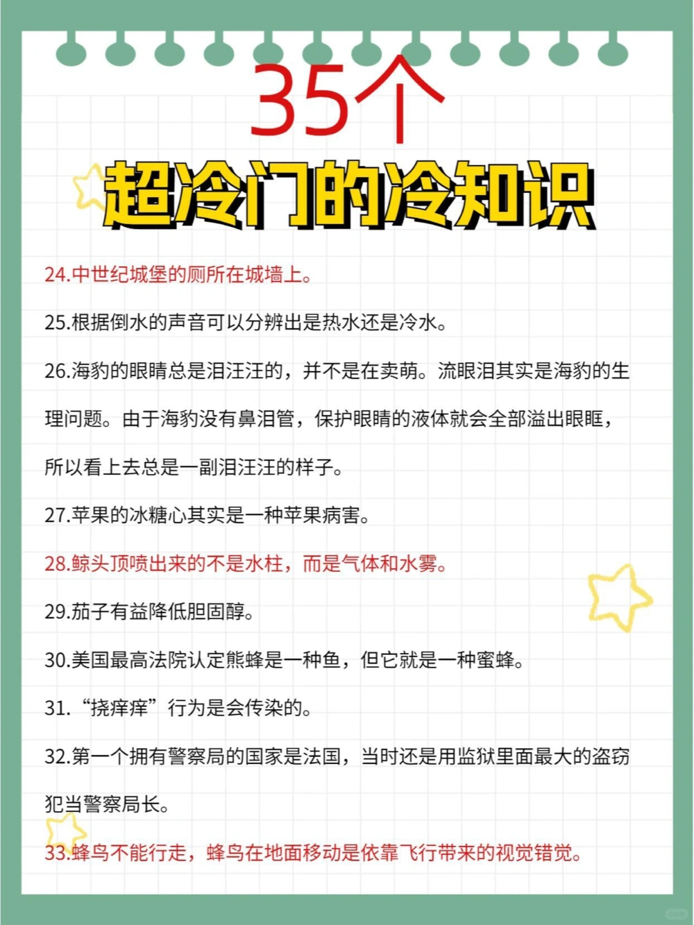 35个超冷门冷知识你知道几个？_中小学精品资料(高清可打印)_百科知识大全集312份高清资料整理版