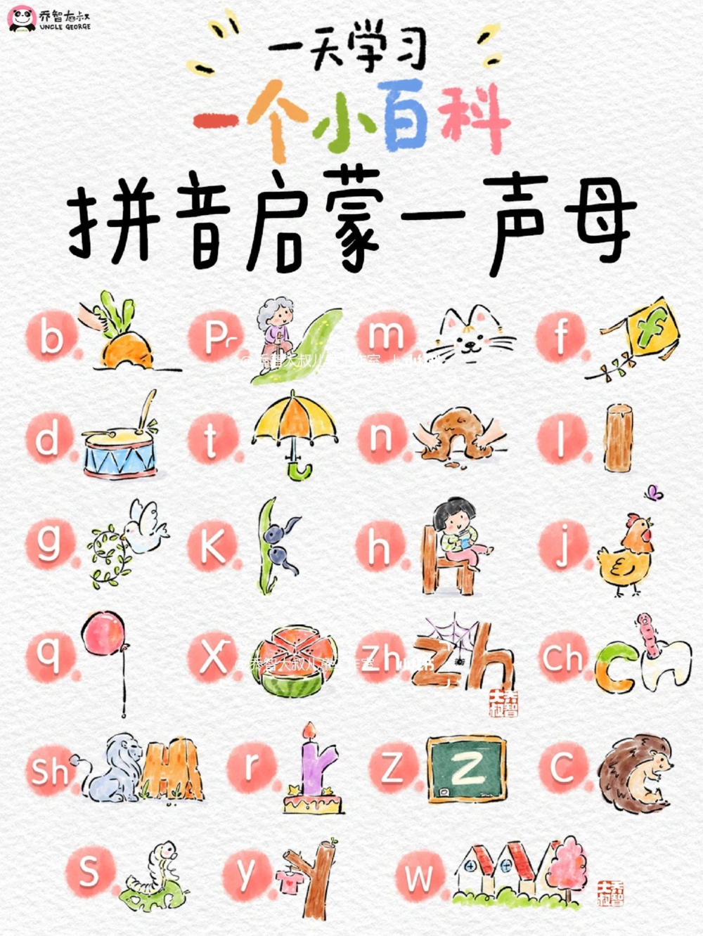 一天一个小百科&mdash;&mdash;拼音启蒙之23个声母_中小学精品资料(高清可打印)_百科知识大全集312份高清资料整理版