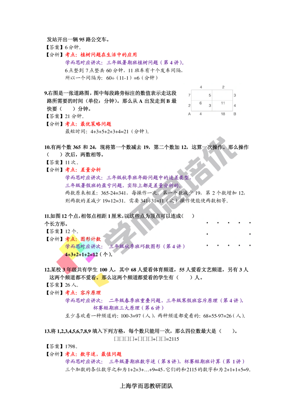 2015第13届小机灵杯三年级初赛解析_小学奥数举一反三1-6年级相关课程_奥数历年杯赛真题全套（PDF、Word可打印）_05、其他-小机灵杯真题（部分年限二、三、四、五年级）_初赛_三年级