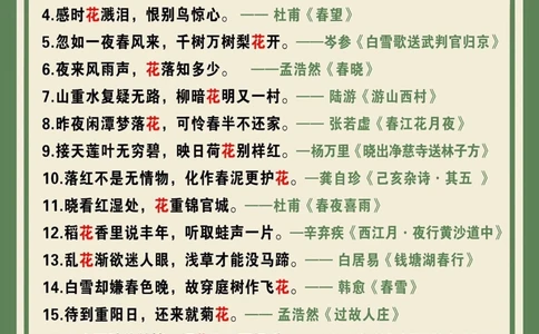 100首关于花的&ldquo;飞花令&rdquo;快为孩子收藏吧_中小学精品资料(高清可打印)_古诗词大全集281份高清资料整理版
