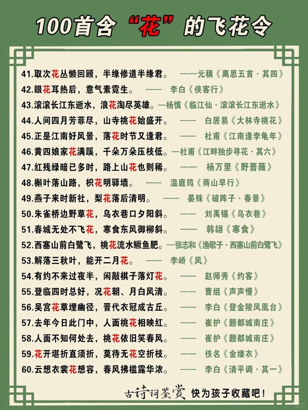 100首关于花的&ldquo;飞花令&rdquo;快为孩子收藏吧_中小学精品资料(高清可打印)_古诗词大全集281份高清资料整理版