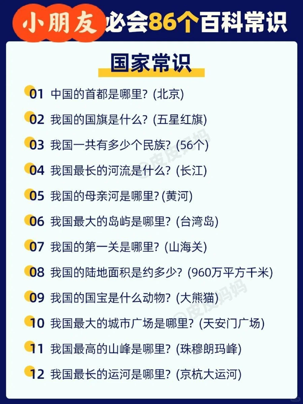 小朋友必备86个百科常识_中小学精品资料(高清可打印)_常识知识大全集140份高清资料整理版
