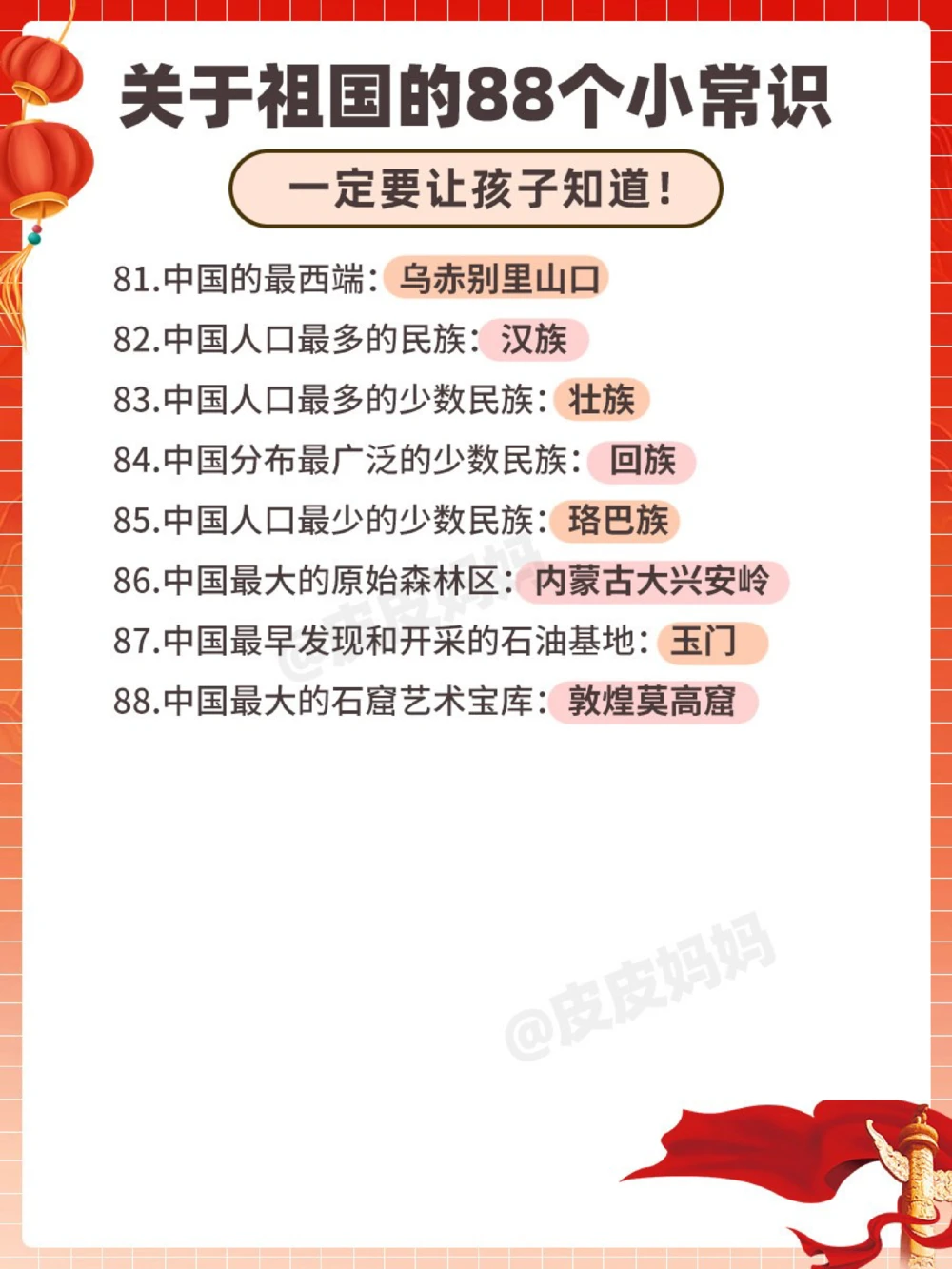 小百科关于祖国的88个小常识！_中小学精品资料(高清可打印)_百科知识大全集312份高清资料整理版