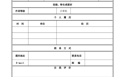 162.简介表格_表格式_适用于在职人员_1页式_无内容_有封面_有自荐信_26考研复试_考研复试资料合集26_考研经典面试系列（复试技巧调剂指导口语指导自我介绍导师模板）_简历模板大全
