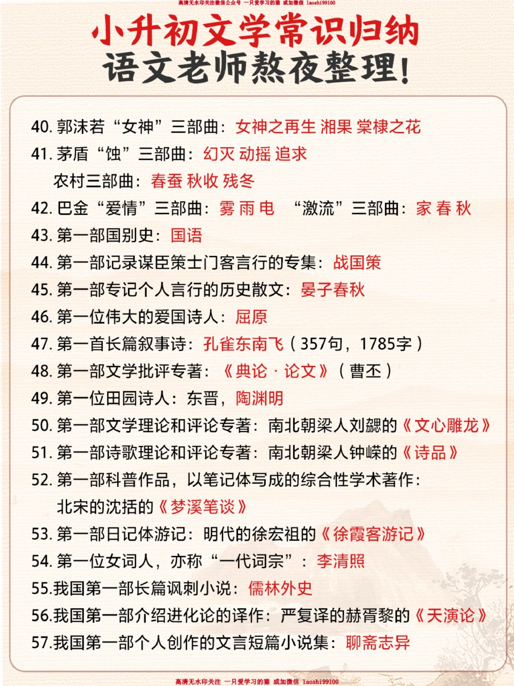 小升初寒假必备-小学文学常识汇总_2025抖音最火小学全科全年级资料大全集超完整版_小学语文VIP资源禁止外传