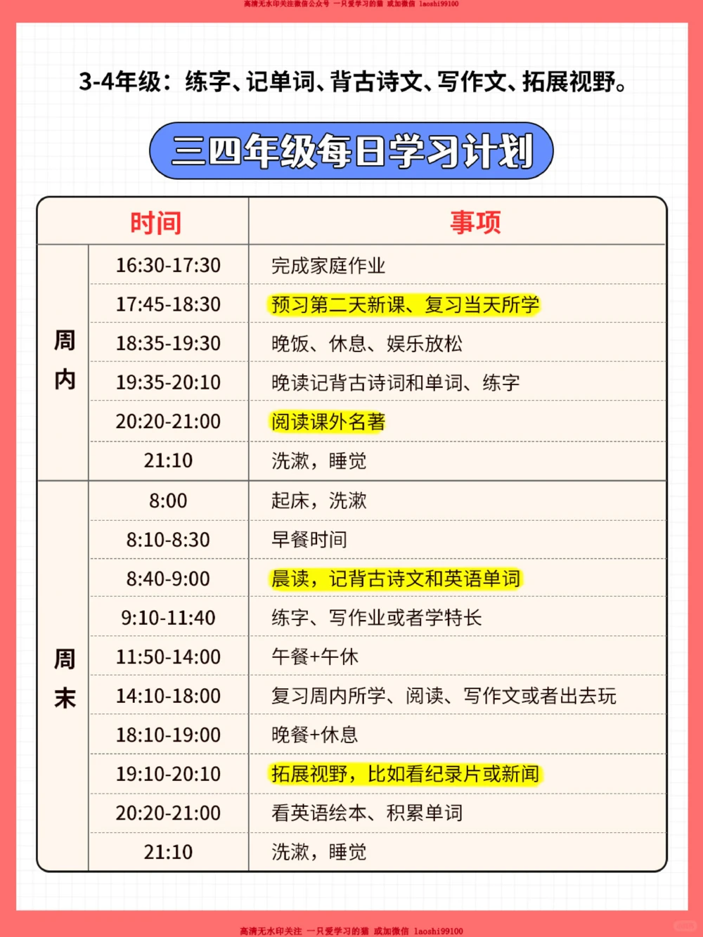 小学1-6年级每日学习计划表_2025抖音最火小学全科全年级资料大全集超完整版_学习方法VIP资源禁止外传