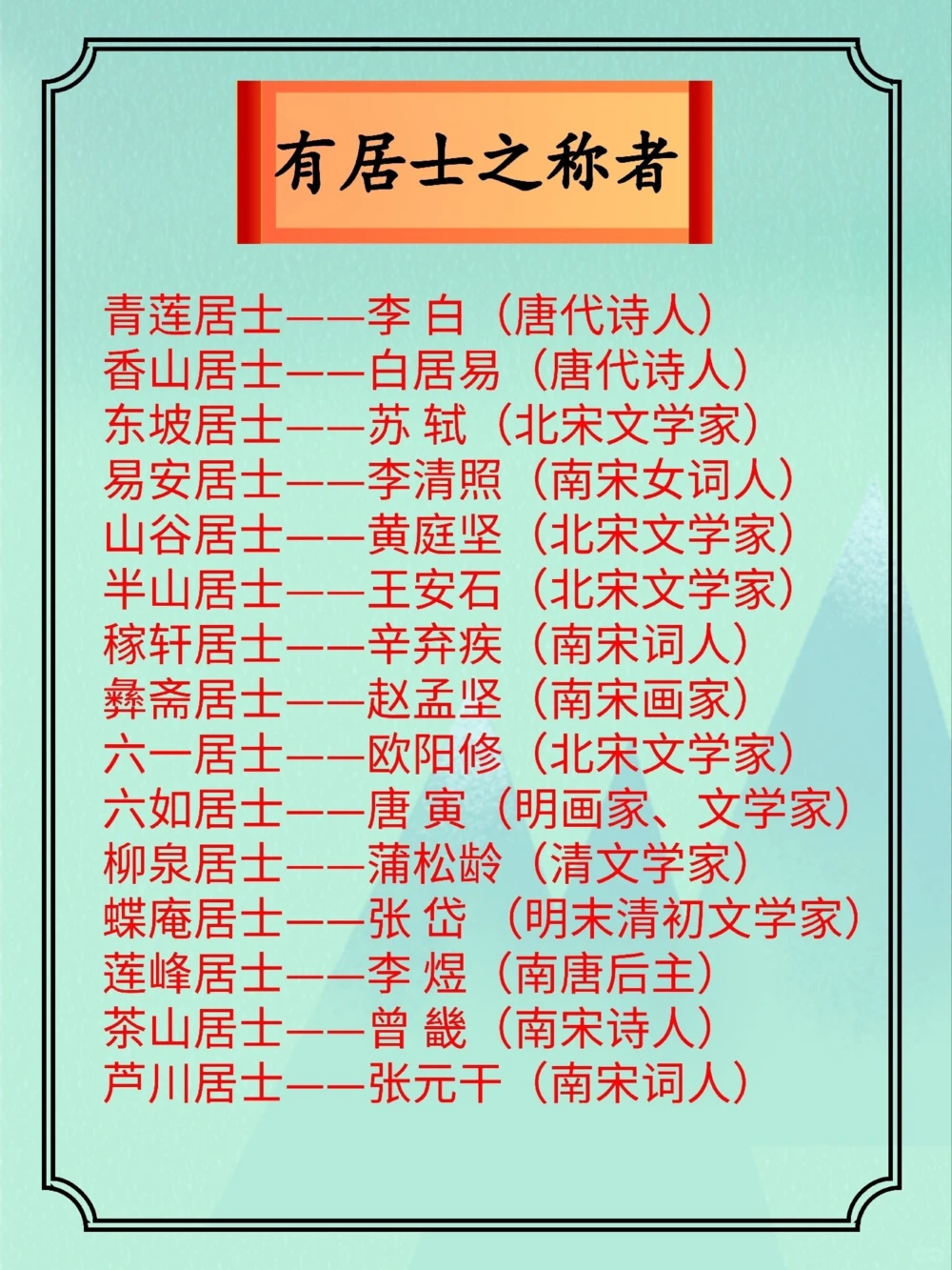 学霸笔记中国古代诗人雅号别称大全！_中小学精品资料(高清可打印)_百科知识大全集312份高清资料整理版