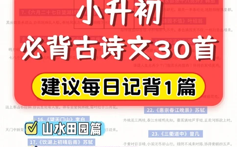 小升初必背古诗文30首_2025抖音最火小学全科全年级资料大全集超完整版_小学语文VIP资源禁止外传