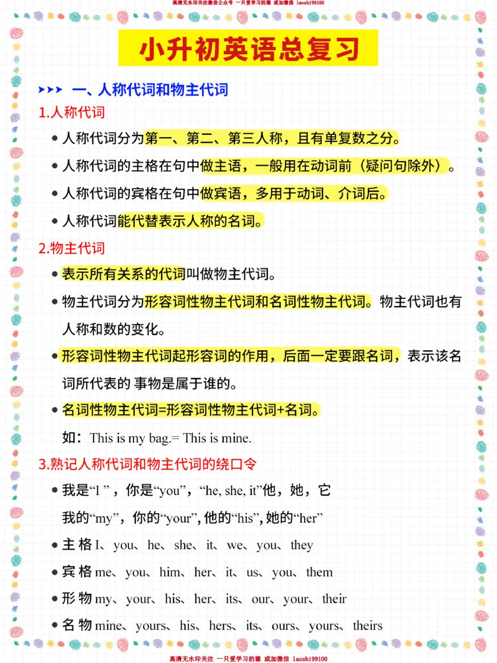 小升初英语常考重点汇总-高分必备_2025抖音最火小学全科全年级资料大全集超完整版_小学英语VIP资源禁止外传