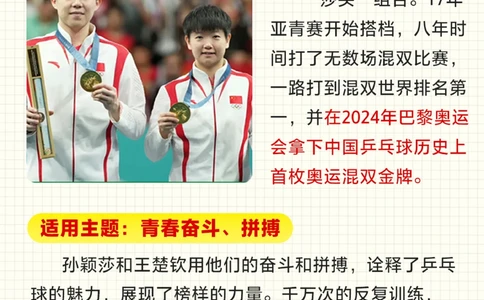 小学作文用了加分的素材-奥运乒乓热点人物_2025抖音最火小学全科全年级资料大全集超完整版_小学作文VIP资源禁止外传