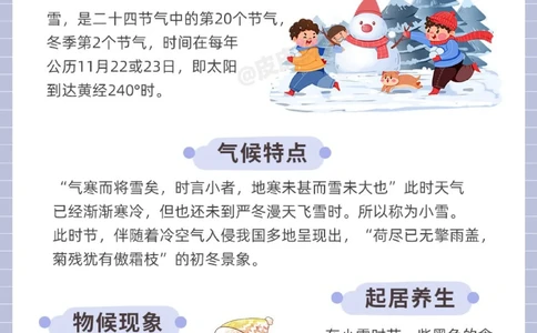 传统节气科普和孩子一起了解小雪小常识_中小学精品资料(高清可打印)_古文化大全集628份高清资料整理版