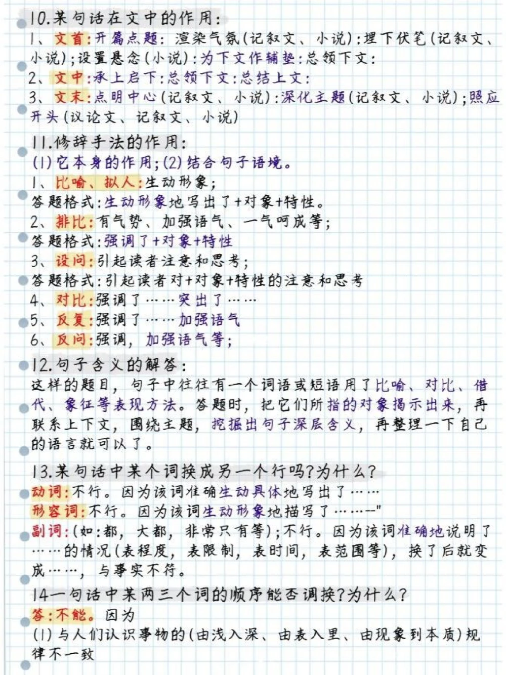 初中语文阅读理解最全答题模板_中小学精品资料(高清可打印)_初中大全集高清资料整理版