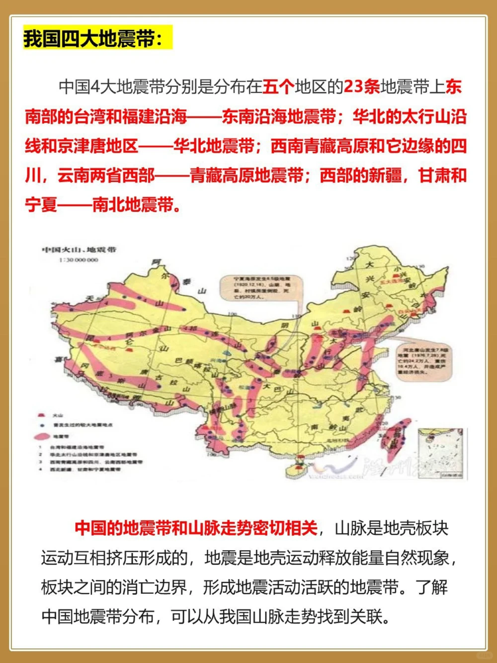 地理百科｜我国四大地震带分布你了解吗？_中小学精品资料(高清可打印)_初中大全集高清资料整理版