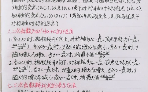 初中数学二次函数知识点，很全很详细，掌握了这些知识点，刷题的时候才不会束手无策喔#初中数学#二次函数#手写笔记#图文伙伴计划#抖音图文来了_中小学精品资料(高清可打印)