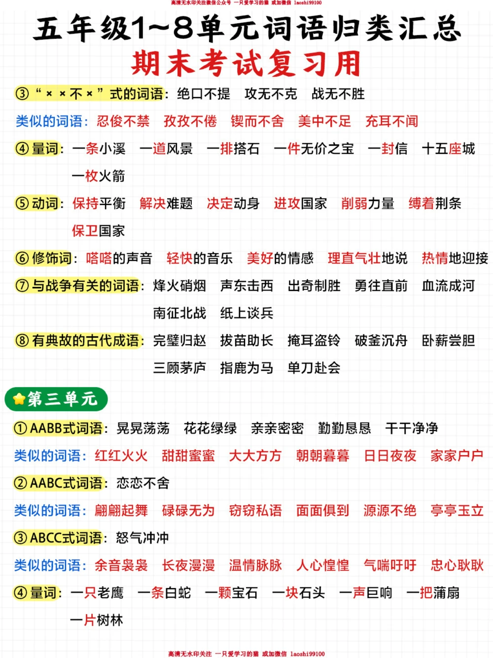 五年级期末用-1-8单元词语归类_2025抖音最火小学全科全年级资料大全集超完整版_小学语文VIP资源禁止外传