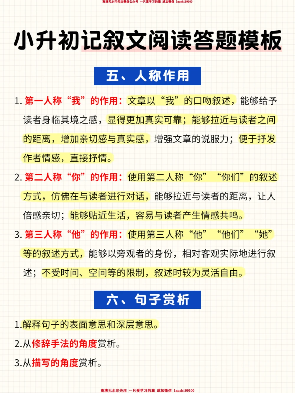 收藏-小升初记叙文阅读答题模板_2025抖音最火小学全科全年级资料大全集超完整版_小学语文VIP资源禁止外传