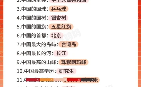 喜迎国庆，88个祖国小常识请告诉孩子_中小学精品资料(高清可打印)_常识知识大全集140份高清资料整理版