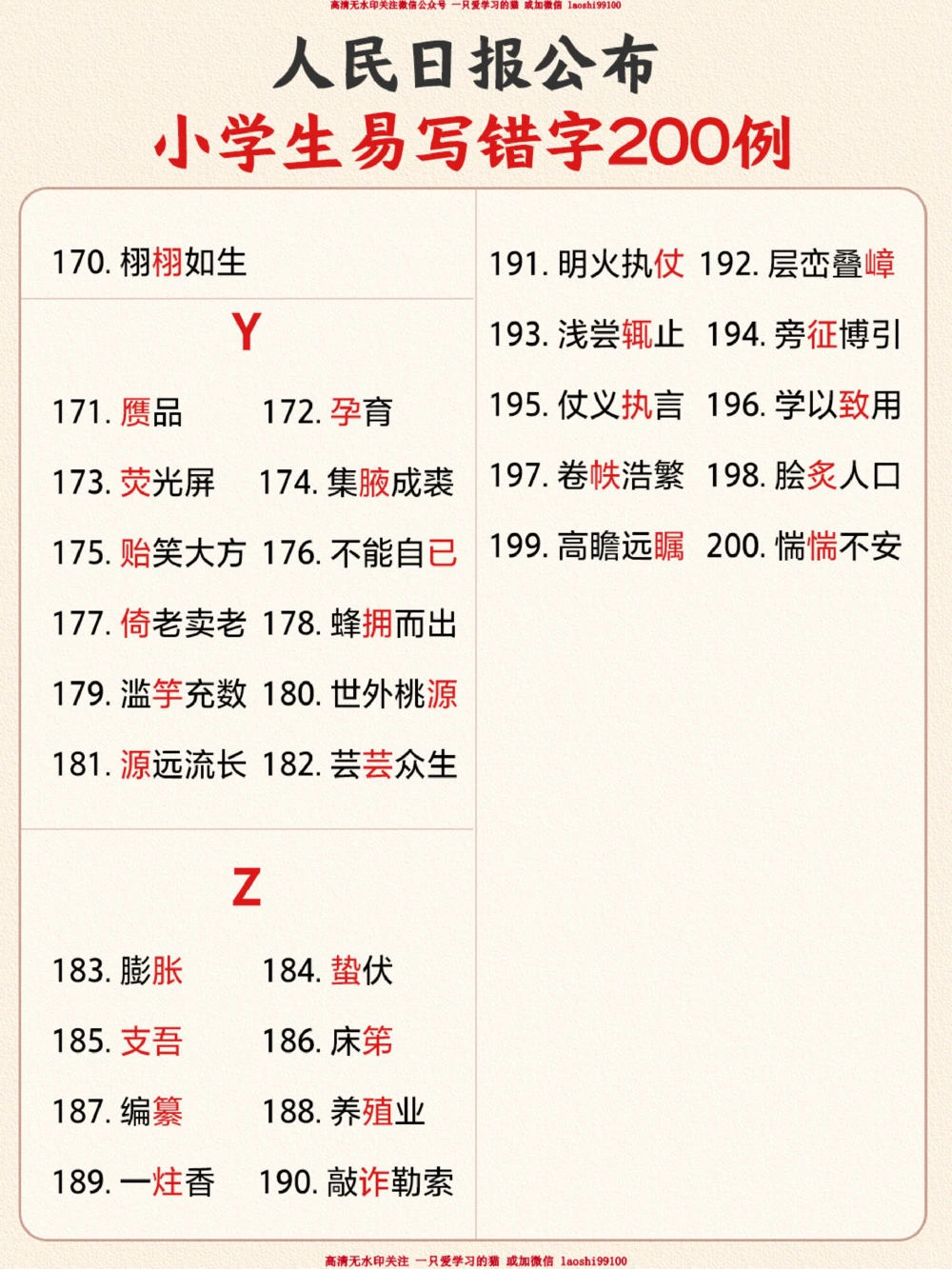人民日报整理-200个小学易错字汇总_2025抖音最火小学全科全年级资料大全集超完整版_小学语文VIP资源禁止外传
