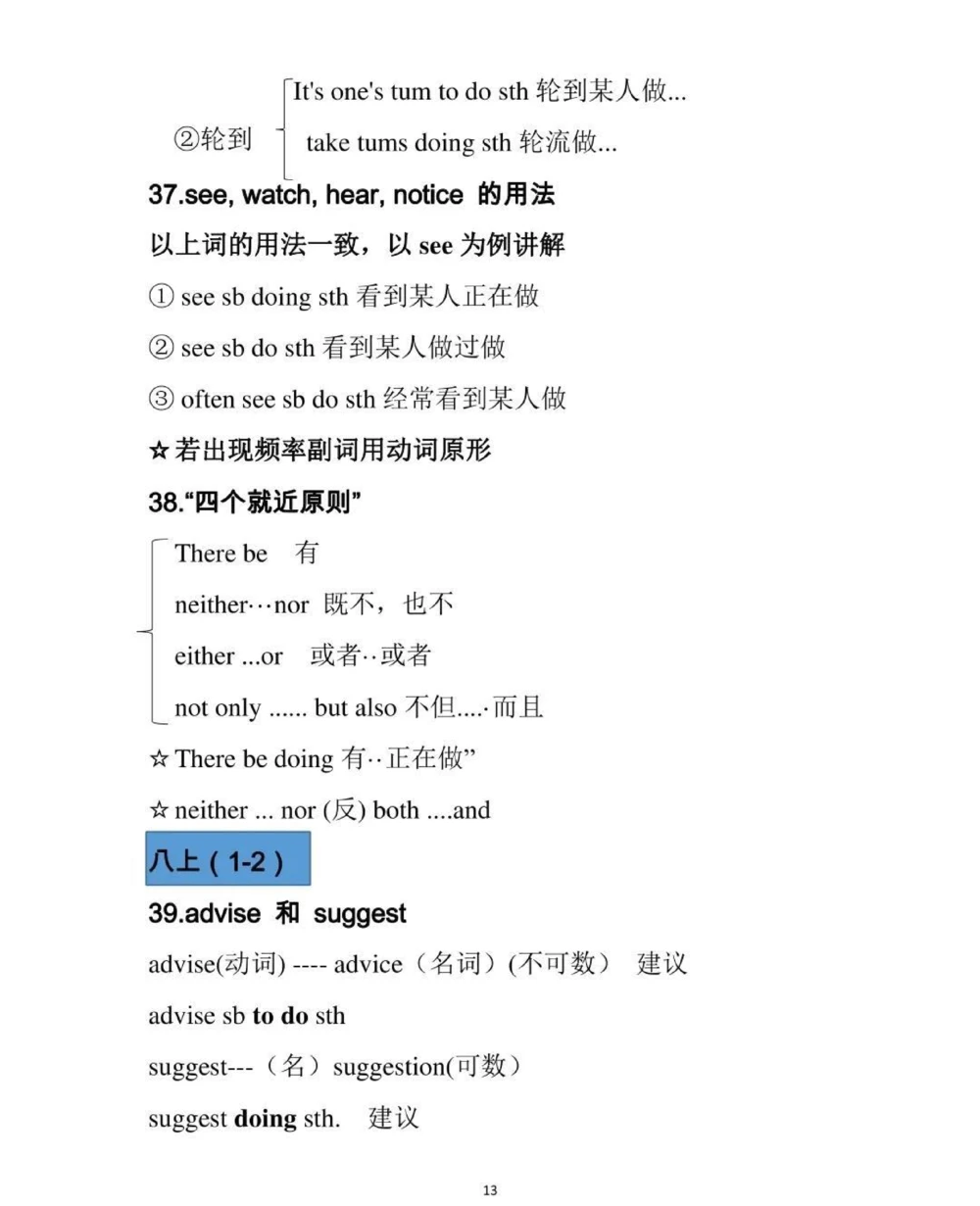 初中英语100个必背考点，内容有点多，每天看一遍，坚持两个月就可以记住了，背熟这些知识，你的英语成绩一定可以提升很多，拜托一定要背熟#英语#初中英语#知识点总结#图文伙伴计划#抖音图文来了