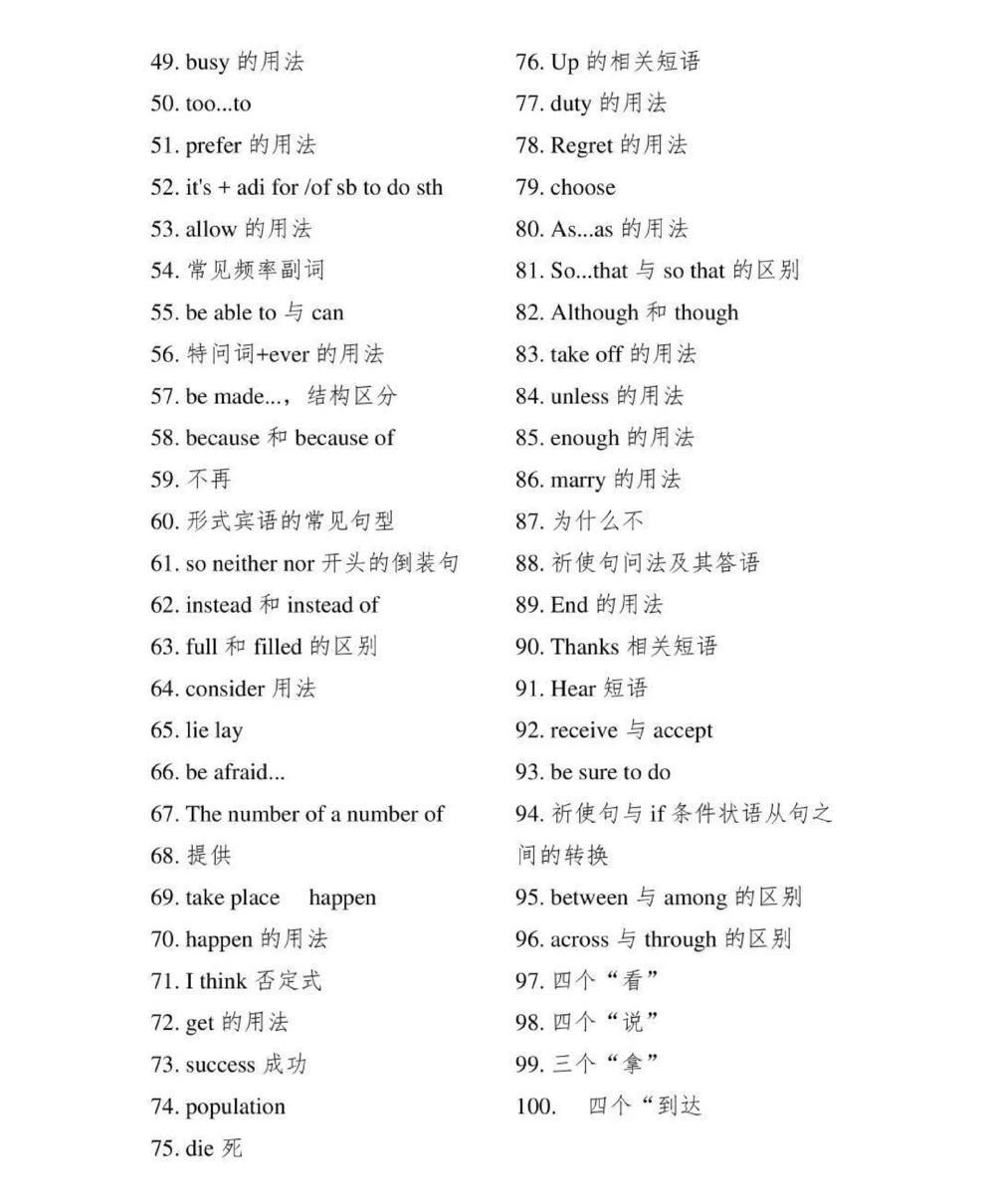 初中英语100个必背考点，内容有点多，每天看一遍，坚持两个月就可以记住了，背熟这些知识，你的英语成绩一定可以提升很多，拜托一定要背熟#英语#初中英语#知识点总结#图文伙伴计划#抖音图文来了