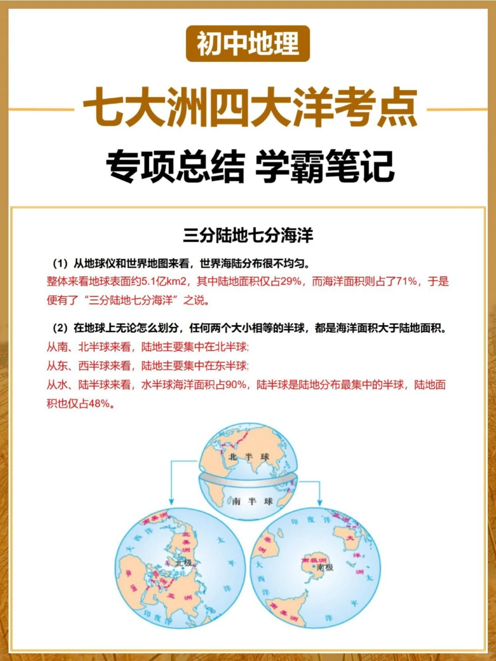 学霸笔记！&ldquo;七大洲四大洋&rdquo;专项总结_中小学精品资料(高清可打印)_初中大全集高清资料整理版
