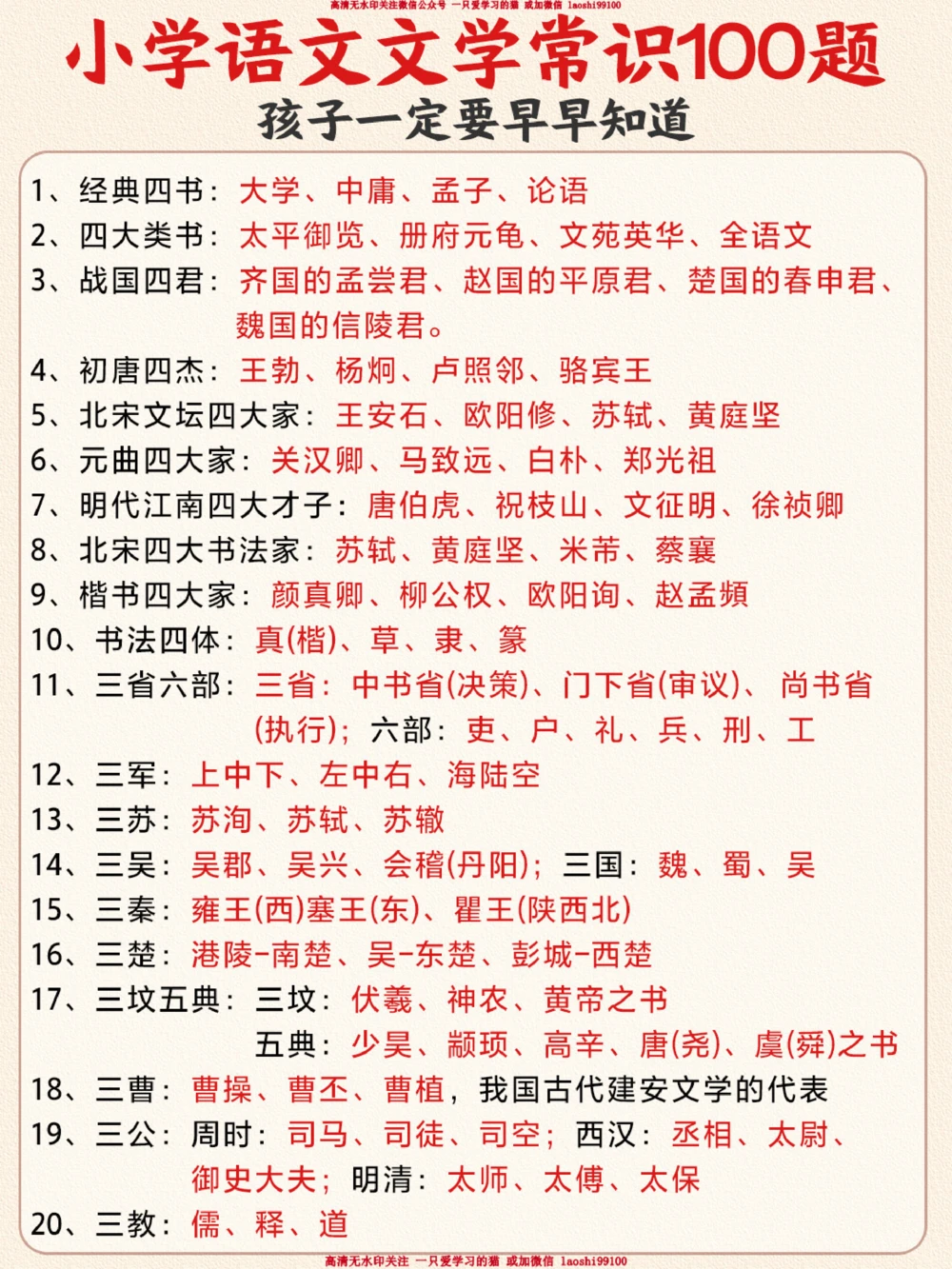 小学语文文学常识100题-家长收藏让孩子练_2025抖音最火小学全科全年级资料大全集超完整版_小学语文VIP资源禁止外传