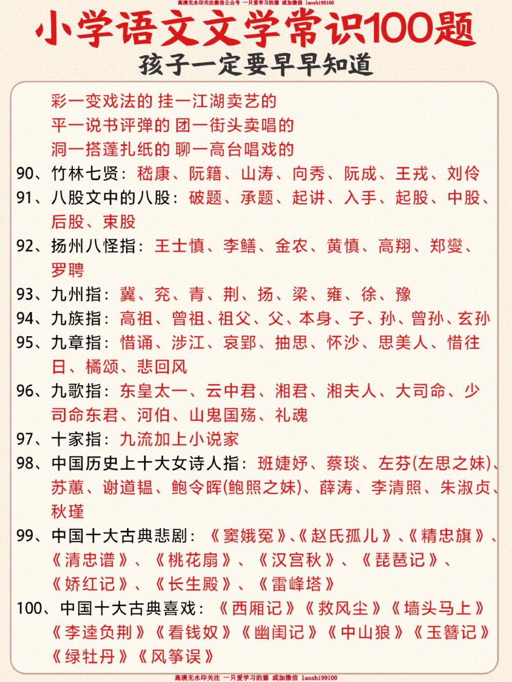 小学语文文学常识100题-家长收藏让孩子练_2025抖音最火小学全科全年级资料大全集超完整版_小学语文VIP资源禁止外传