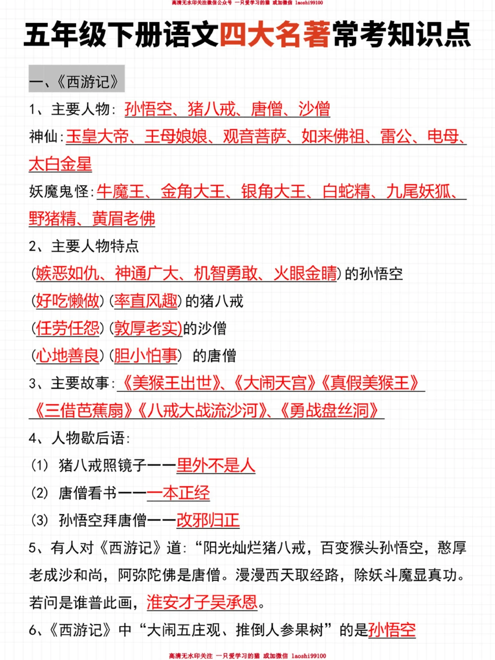 小学语文四大名著-高频考点汇总_2025抖音最火小学全科全年级资料大全集超完整版_小学语文VIP资源禁止外传